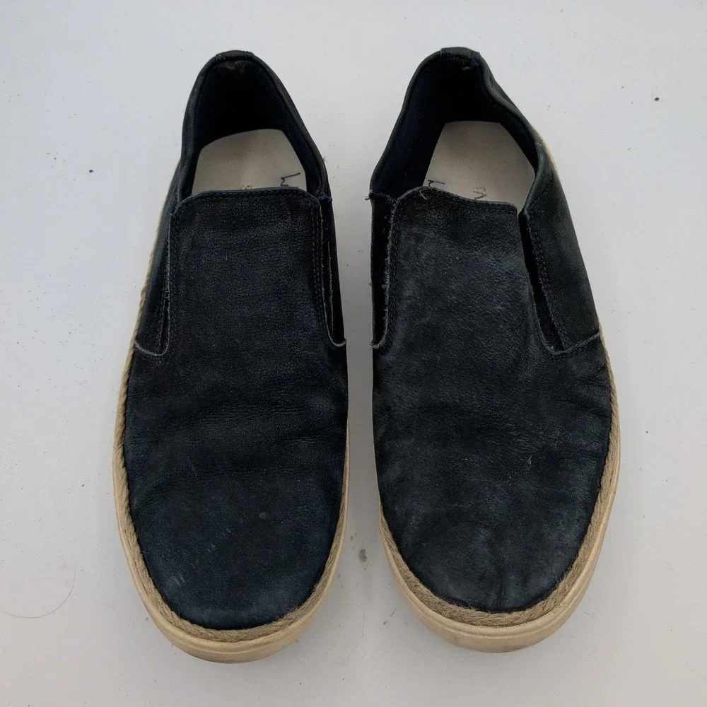 Stalker Mens 9.5 Navy Blue Leather Slip On Espadrille Sneakers Brazil 87000039
